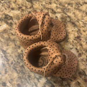 Charming Tan Baby Shoes with Dots